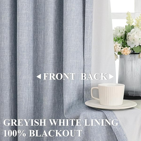 Vision Home Vision Home Chambray Blue Pinch Pleated Full Blackout Curtains Room Darkening Thermal Insulated Drapes 2 Panel 40Wx108L for Living Room Bedroom - View 4 of 10