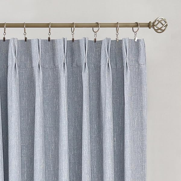 Vision Home Vision Home Chambray Blue Pinch Pleated Full Blackout Curtains Room Darkening Thermal Insulated Drapes 2 Panel 40Wx108L for Living Room Bedroom - View 9 of 10