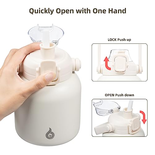 BJPKPK BJPKPK 20 oz Insulated Water Bottles with Straw BPA Free Stainless Steel Cute Thermos for Men and Women Easy Carry White - View 5 of 8