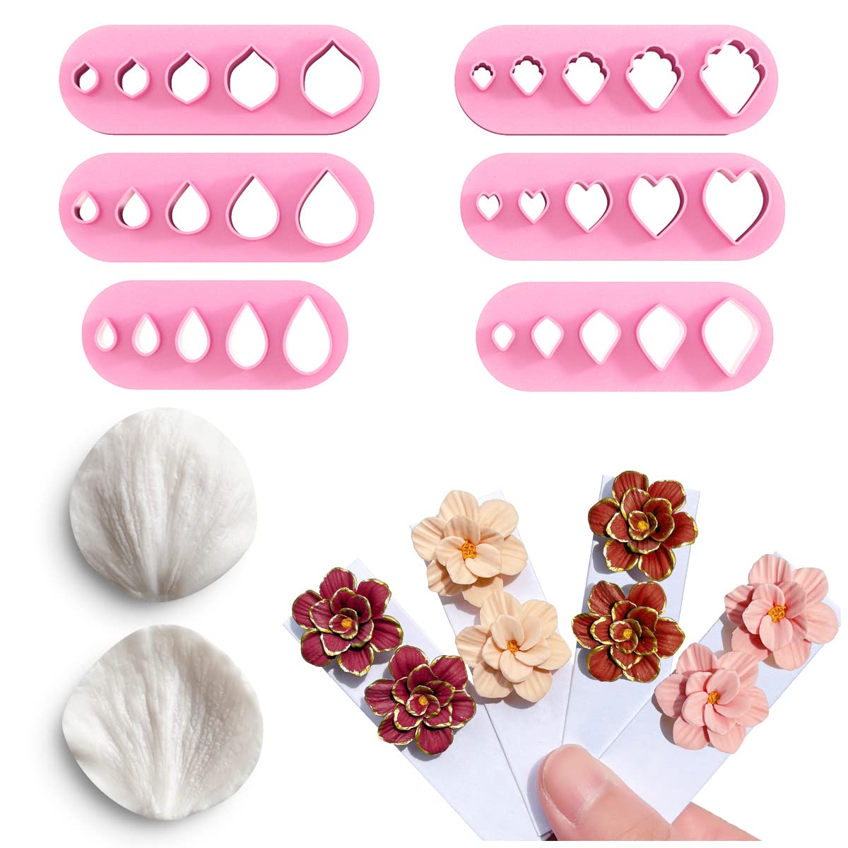Keoker Keoker Flower Petal Clay Cutters for Earrings Making 6 Shapes Polymer Clay Molds for Jewelry Crafting