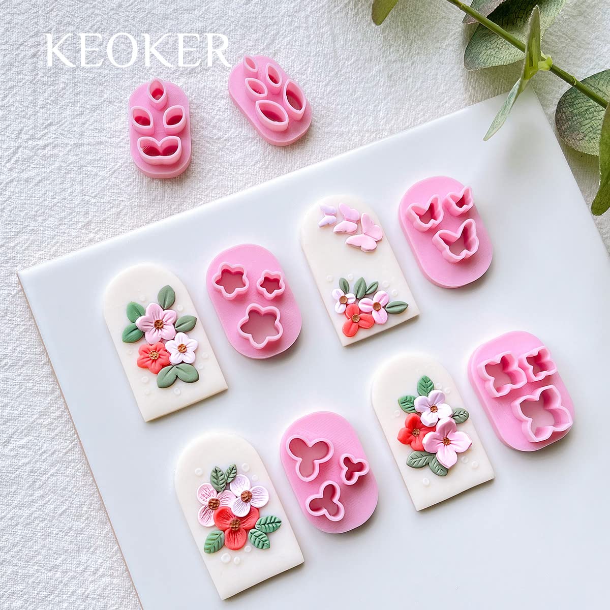 Keoker KEOKER Mini Polymer Clay Cutters Set for Earrings 6 Floral Leaf Butterfly Shapes Ideal for Jewelry Making - View 4 of 6