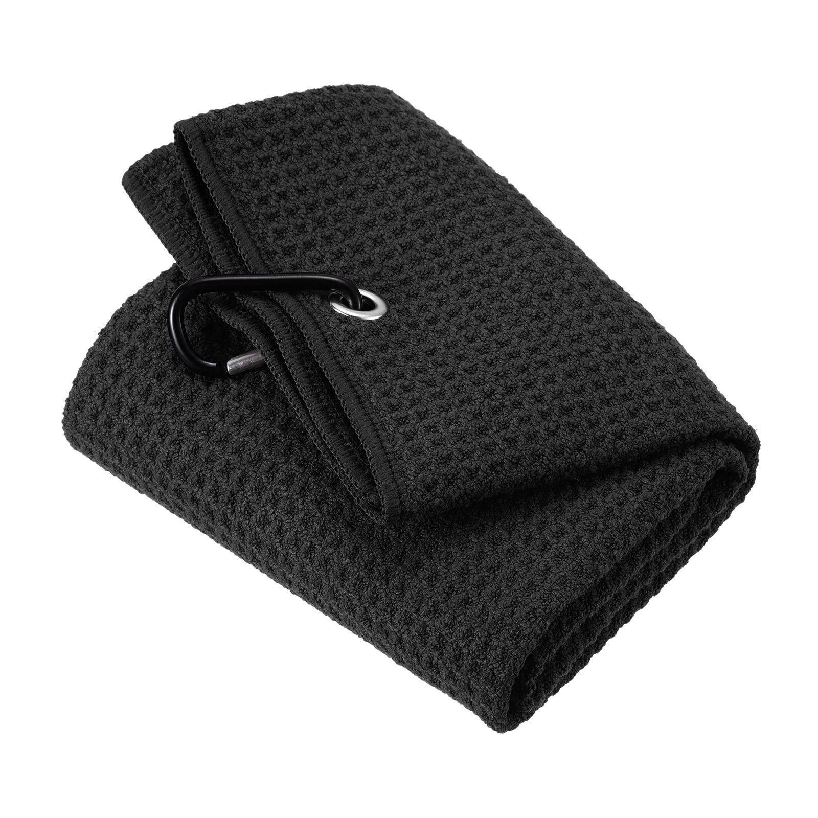 PATIKIL 12"x12" Tri-Fold Golf Towels, Waffle Pattern Towels Soft Fiber Strong Water Absorption with D Clip for Golf Lovers, Orange