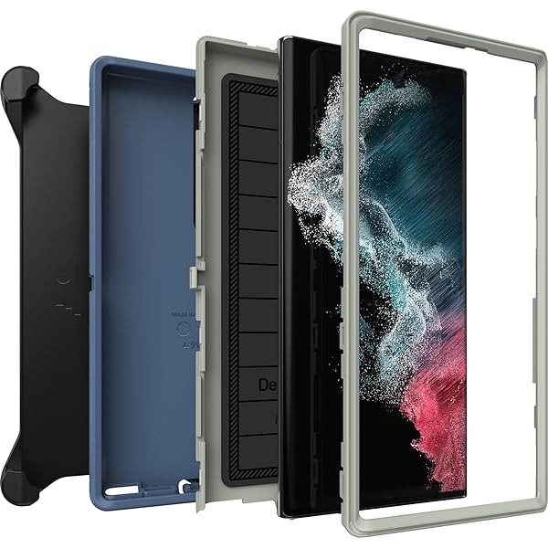 OtterBox OtterBox Defender Series Case for Samsung Galaxy S22 Ultra with Holster Clip and Microbial Defense in Fort Blue Non-Retail Packaging - View 8 of 10