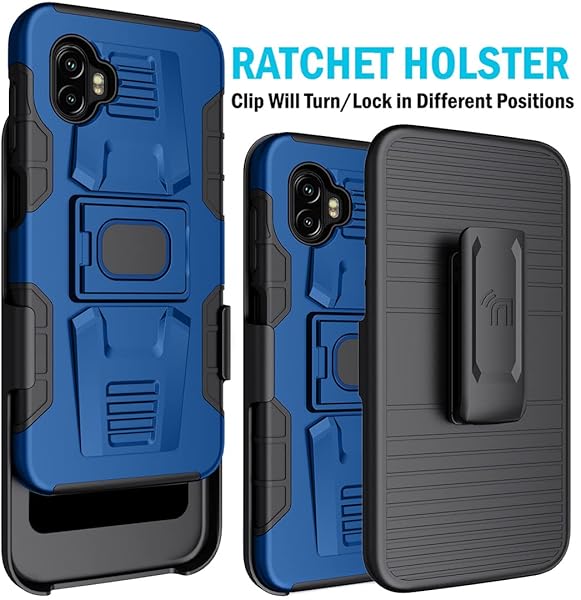 Nakedcellphone Rugged Clip Case for Galaxy XCover 6 Pro - Nakedcellphone Grip Cover with Stand & Belt Holster (2022, SM-G736) - Blue - View 5 of 11