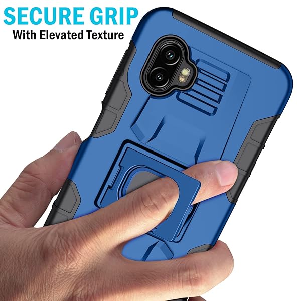 Nakedcellphone Rugged Clip Case for Galaxy XCover 6 Pro - Nakedcellphone Grip Cover with Stand & Belt Holster (2022, SM-G736) - Blue - View 6 of 11