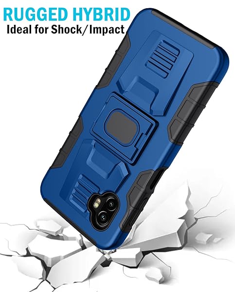 Nakedcellphone Rugged Clip Case for Galaxy XCover 6 Pro - Nakedcellphone Grip Cover with Stand & Belt Holster (2022, SM-G736) - Blue - View 7 of 11