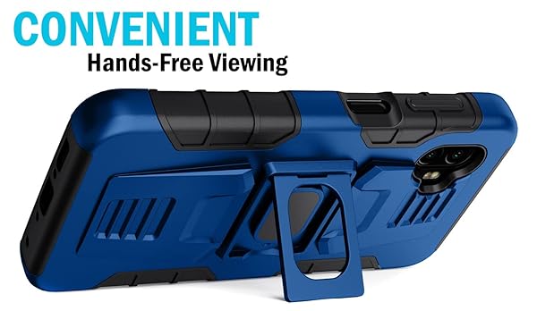 Nakedcellphone Rugged Clip Case for Galaxy XCover 6 Pro - Nakedcellphone Grip Cover with Stand & Belt Holster (2022, SM-G736) - Blue - View 8 of 11