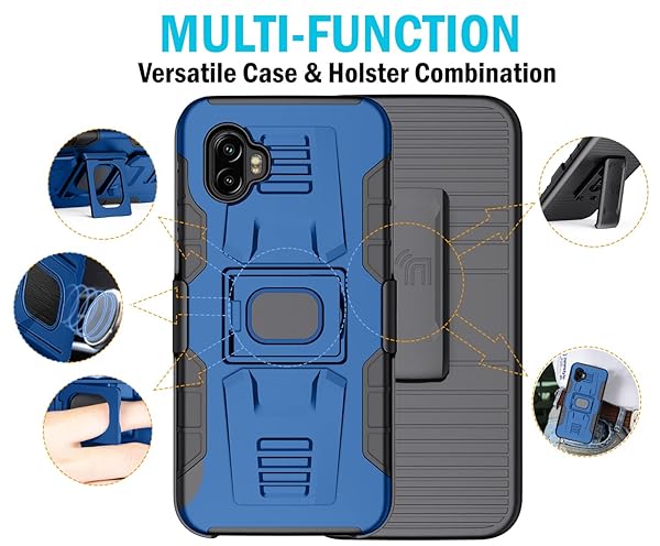 Nakedcellphone Rugged Clip Case for Galaxy XCover 6 Pro - Nakedcellphone Grip Cover with Stand & Belt Holster (2022, SM-G736) - Blue - View 11 of 11