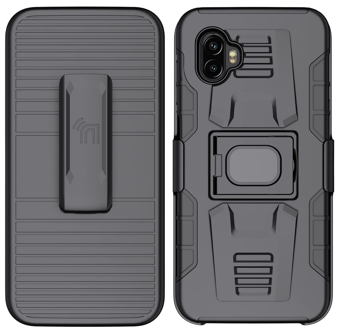 Case with Clip for Galaxy XCover 6 Pro, Nakedcellphone Rugged Ring Grip Cover with Stand [Built-in Mounting Plate] and [Belt Hip Holster] for Samsung - View 2 of 9