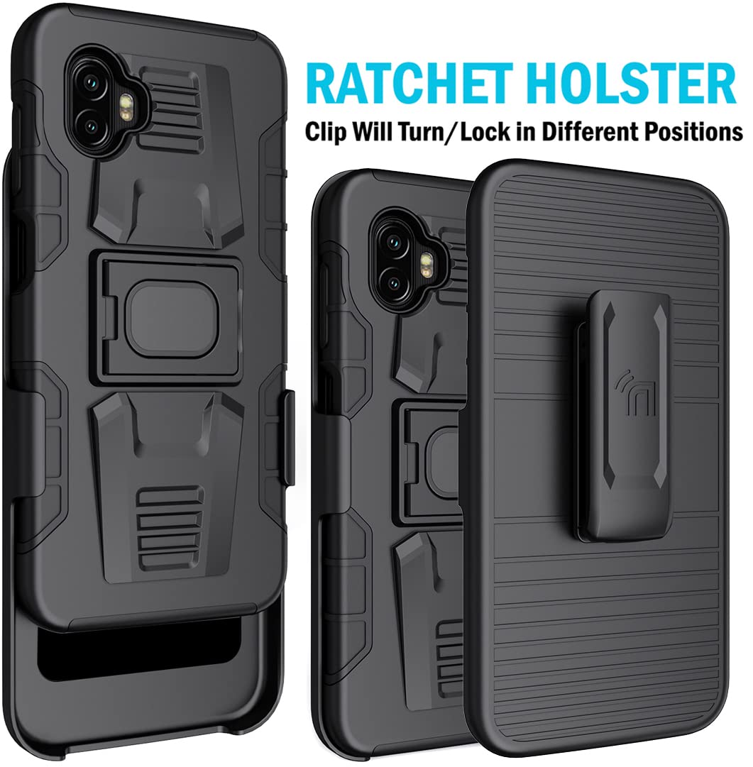 Case with Clip for Galaxy XCover 6 Pro, Nakedcellphone Rugged Ring Grip Cover with Stand [Built-in Mounting Plate] and [Belt Hip Holster] for Samsung - View 3 of 9