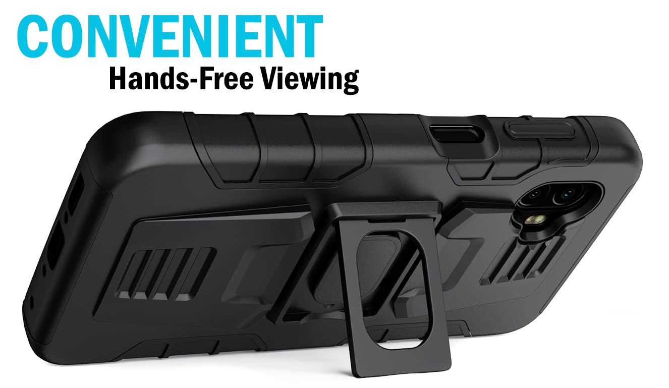 Case with Clip for Galaxy XCover 6 Pro, Nakedcellphone Rugged Ring Grip Cover with Stand [Built-in Mounting Plate] and [Belt Hip Holster] for Samsung - View 6 of 9