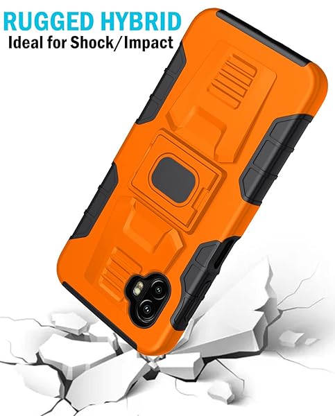 Nakedcellphone Rugged Clip Case for Galaxy XCover 6 Pro - Nakedcellphone Grip Cover with Stand & Belt Holster in Bright Orange - View 7 of 11