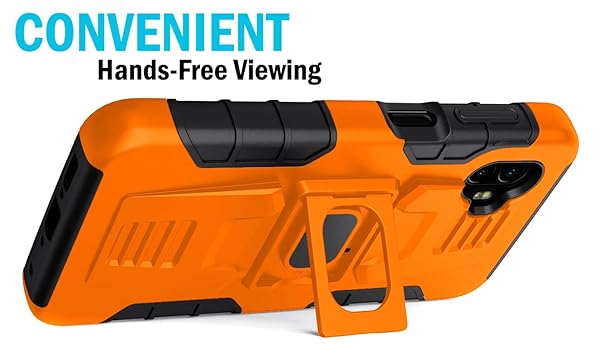 Nakedcellphone Rugged Clip Case for Galaxy XCover 6 Pro - Nakedcellphone Grip Cover with Stand & Belt Holster in Bright Orange - View 8 of 11