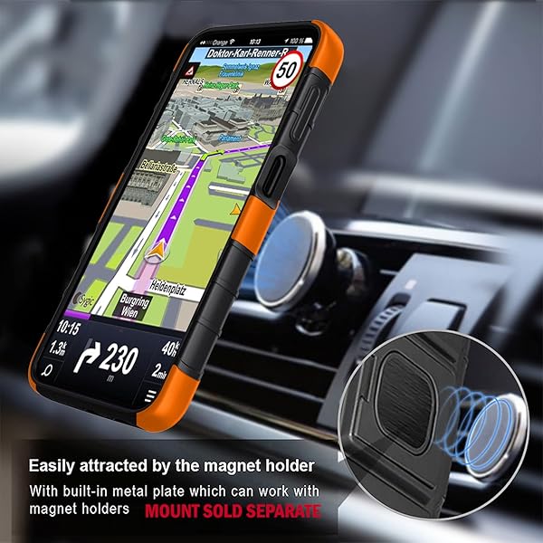 Nakedcellphone Rugged Clip Case for Galaxy XCover 6 Pro - Nakedcellphone Grip Cover with Stand & Belt Holster in Bright Orange - View 10 of 11