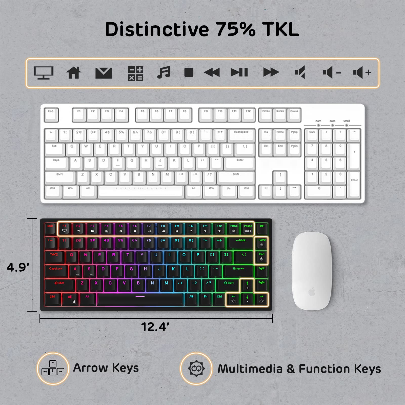 RK ROYAL KLUDGE RK84 Wired RGB 75% Hot Swappable Mechanical Keyboard, 84 Keys Tenkeyless TKL Gaming Keyboard w Programmable Software, RK Blue Switch - View 2 of 2