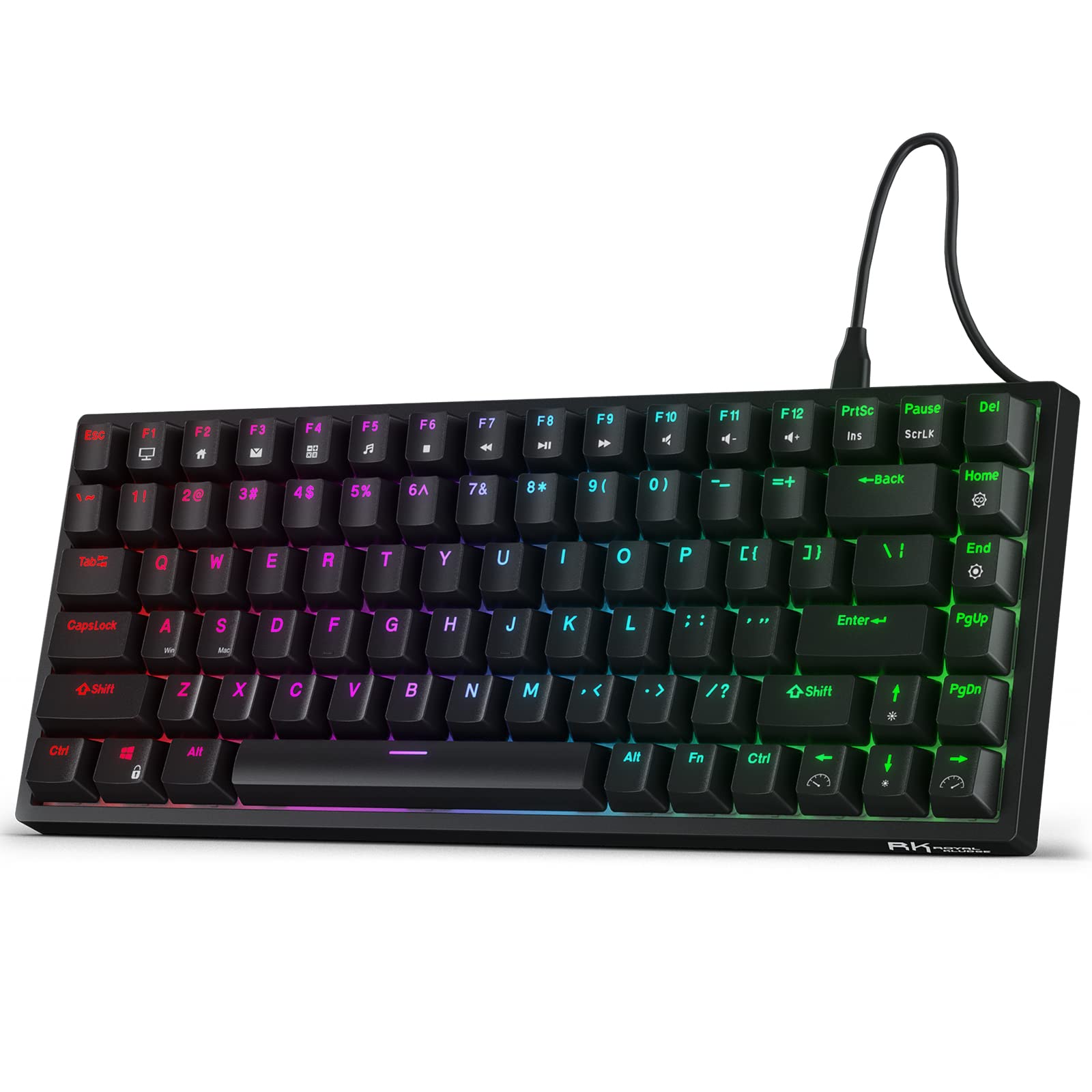RK ROYAL KLUDGE RK84 Wired RGB 75% Hot Swappable Mechanical Keyboard, 84 Keys Tenkeyless TKL Gaming Keyboard w Programmable Software, RK Blue Switch