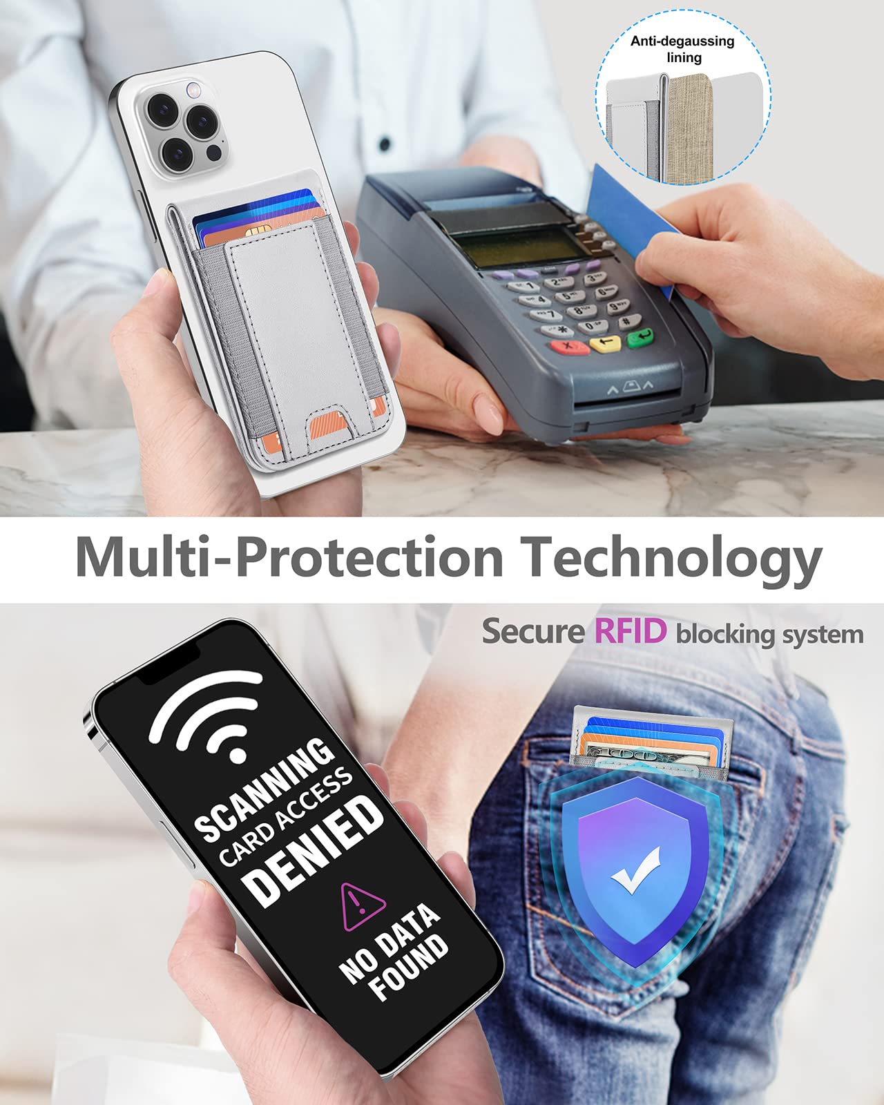 ExtreLife ExtreLife 2-in-1 Magsafe Wallet and Phone Stand for iPhone 16 15 14 Pro Max 14 Pro 14 14 Plus 13 12 Series Gray Vegan Leather 9 Card Holder - View 5 of 8