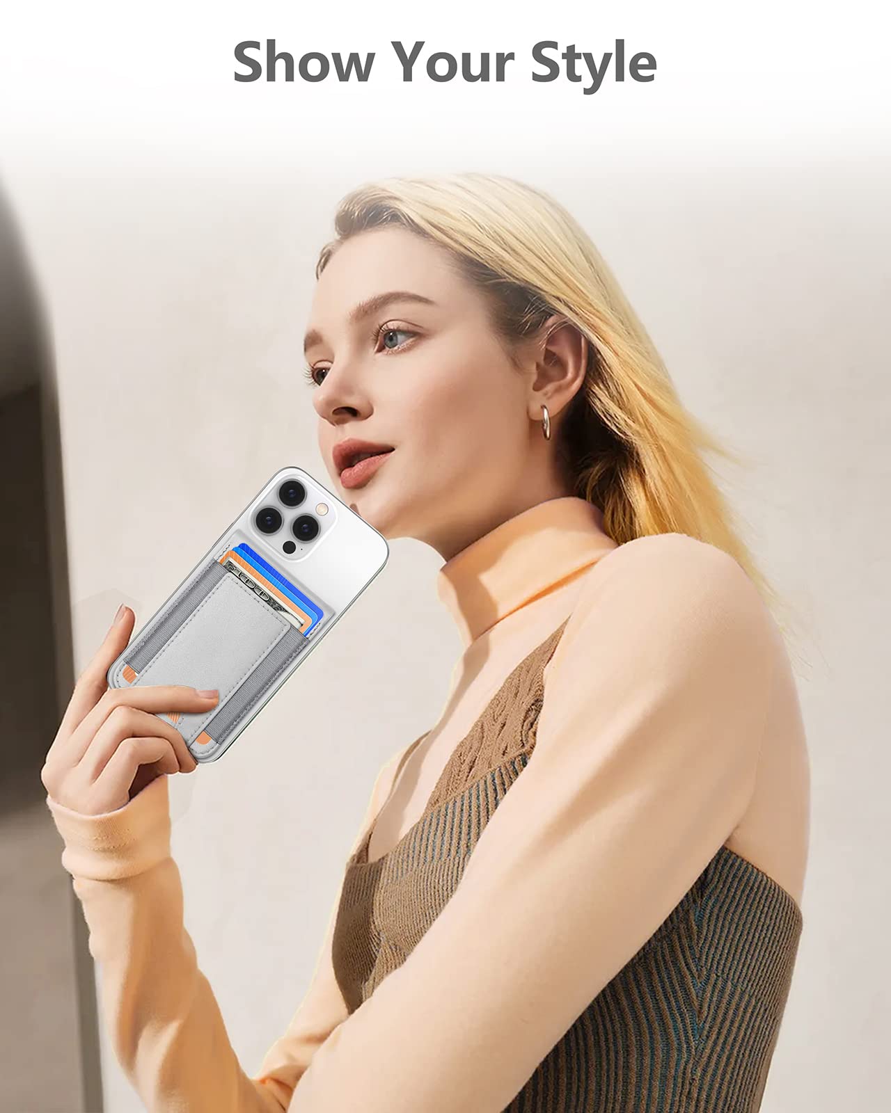 ExtreLife ExtreLife 2-in-1 Magsafe Wallet and Phone Stand for iPhone 16 15 14 Pro Max 14 Pro 14 14 Plus 13 12 Series Gray Vegan Leather 9 Card Holder - View 6 of 8