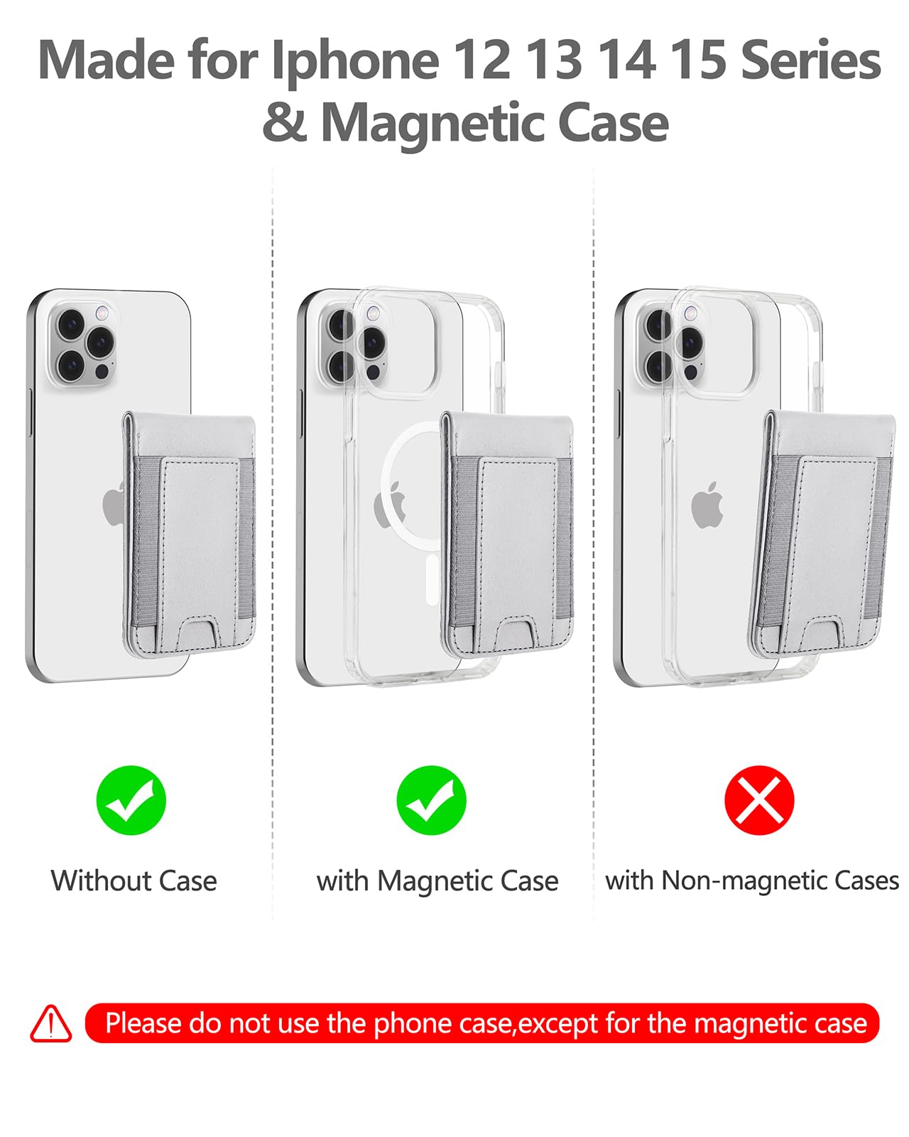 ExtreLife ExtreLife 2-in-1 Magsafe Wallet and Phone Stand for iPhone 16 15 14 Pro Max 14 Pro 14 14 Plus 13 12 Series Gray Vegan Leather 9 Card Holder - View 7 of 8