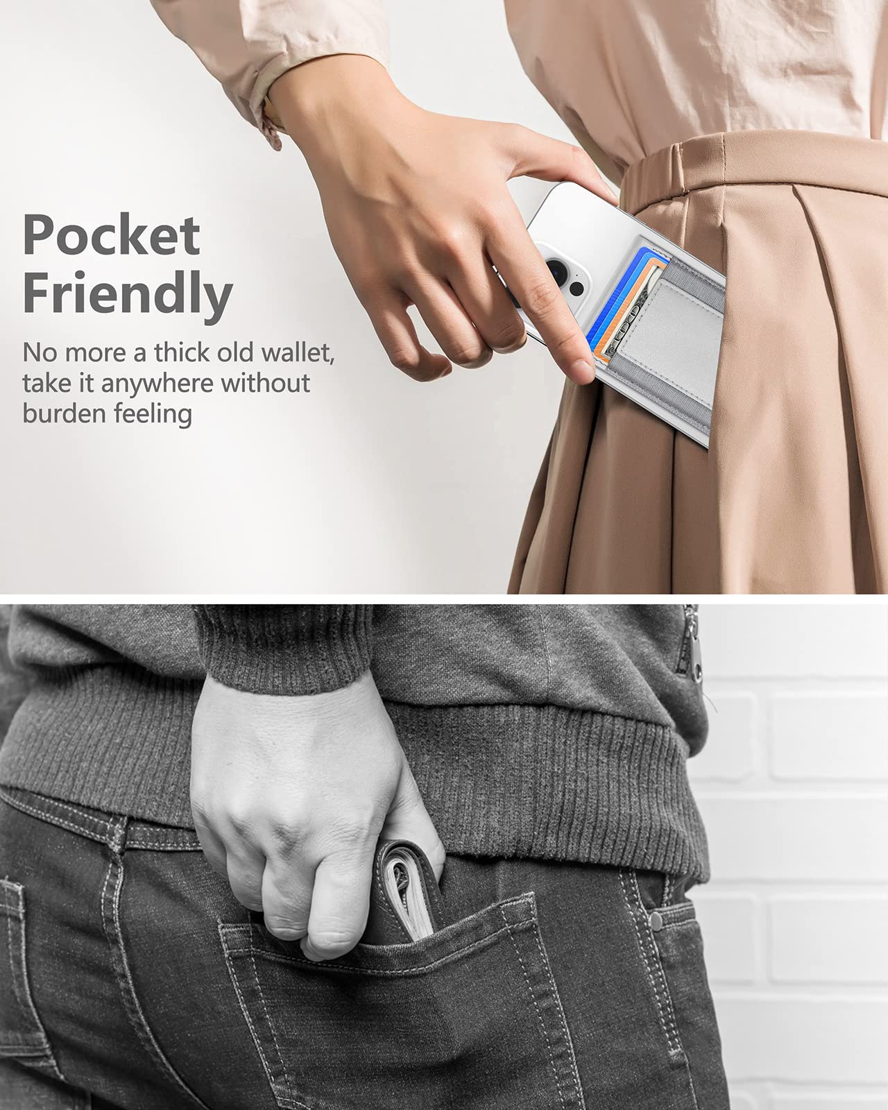 ExtreLife ExtreLife 2-in-1 Magsafe Wallet and Phone Stand for iPhone 16 15 14 Pro Max 14 Pro 14 14 Plus 13 12 Series Gray Vegan Leather 9 Card Holder - View 8 of 8