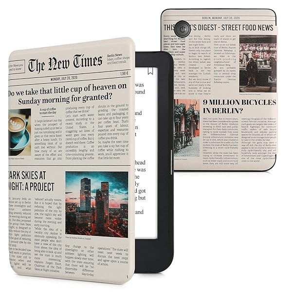 kwmobile Case Compatible with Kobo Clara 2E / Tolino Shine 4 Case - eReader Cover - Front Page Multicolor/Black/Sand