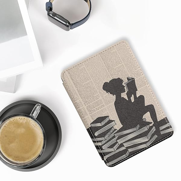 kwmobile kwmobile Kindle Case (2022/2024) - Stylish Black/Beige eReader Cover for Girls & Book Lovers - View 4 of 10