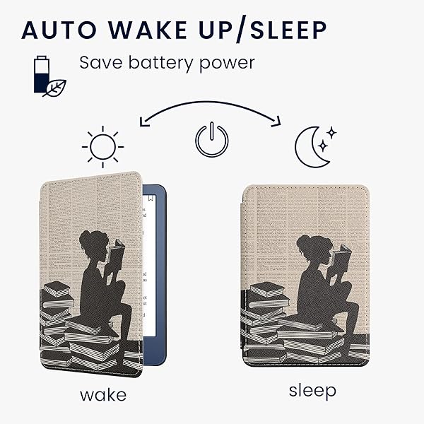 kwmobile kwmobile Kindle Case (2022/2024) - Stylish Black/Beige eReader Cover for Girls & Book Lovers - View 5 of 10