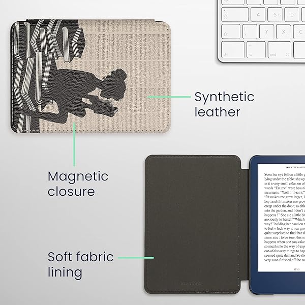 kwmobile kwmobile Kindle Case (2022/2024) - Stylish Black/Beige eReader Cover for Girls & Book Lovers - View 7 of 10
