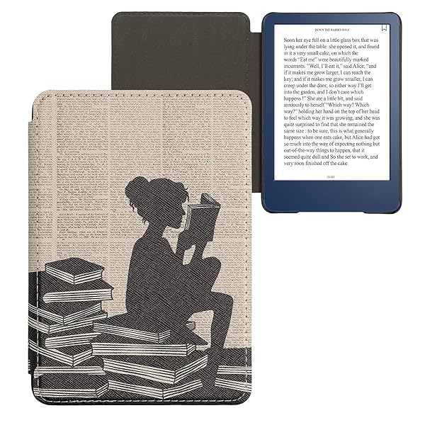 kwmobile kwmobile Kindle Case (2022/2024) - Stylish Black/Beige eReader Cover for Girls & Book Lovers - View 10 of 10