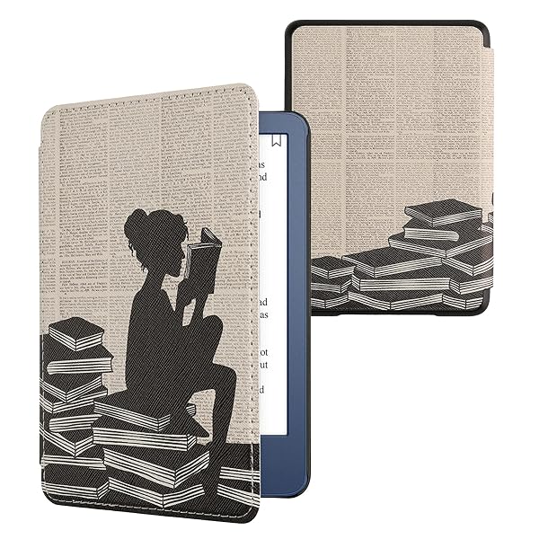 kwmobile kwmobile Kindle Case (2022/2024) - Stylish Black/Beige eReader Cover for Girls & Book Lovers - View 2 of 10