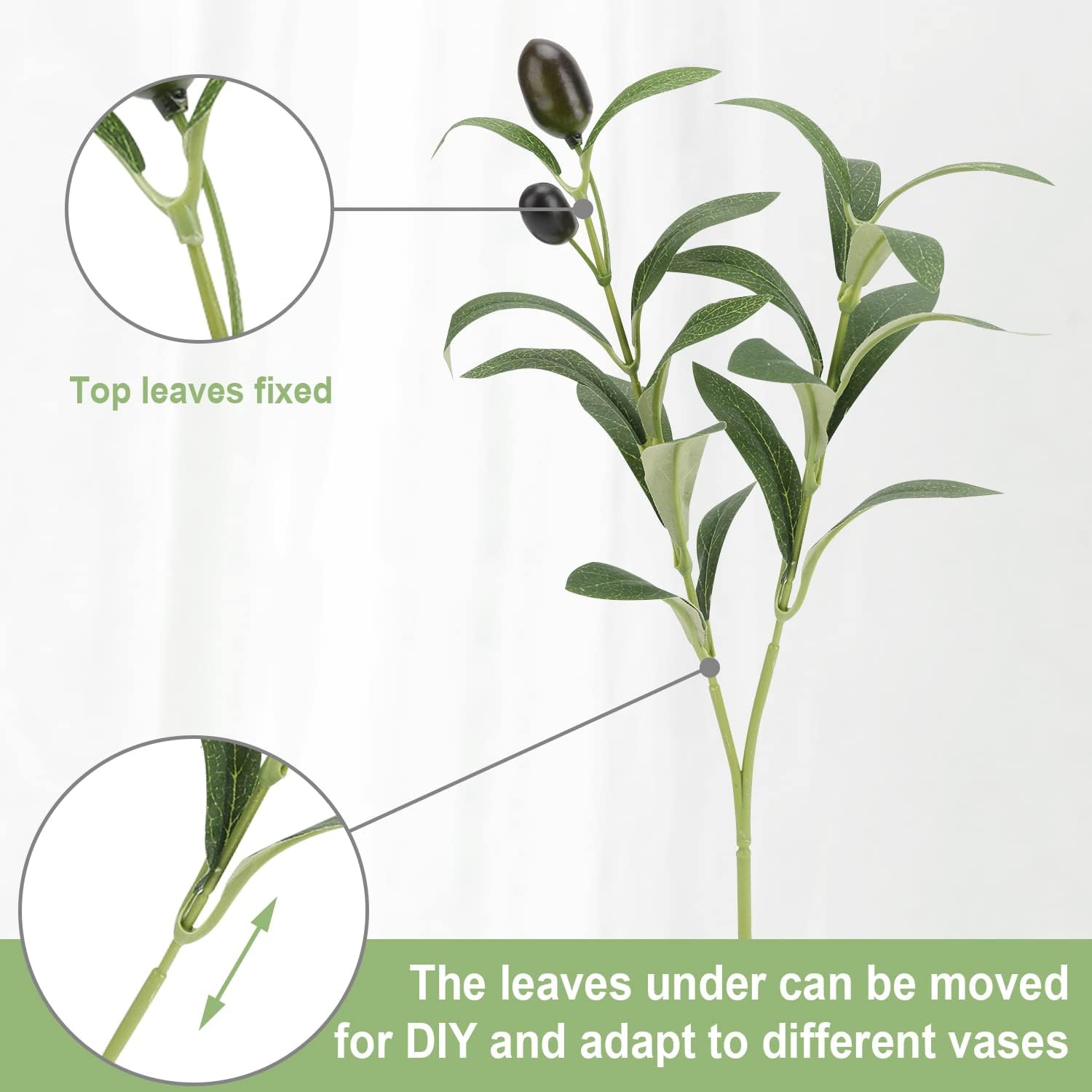 Erlandens Erlandens 10pcs Faux Olive Leaves Stems 10 Inch Tall Artificial Plants for Home Office Wedding Party Tabletop Decor - View 3 of 7