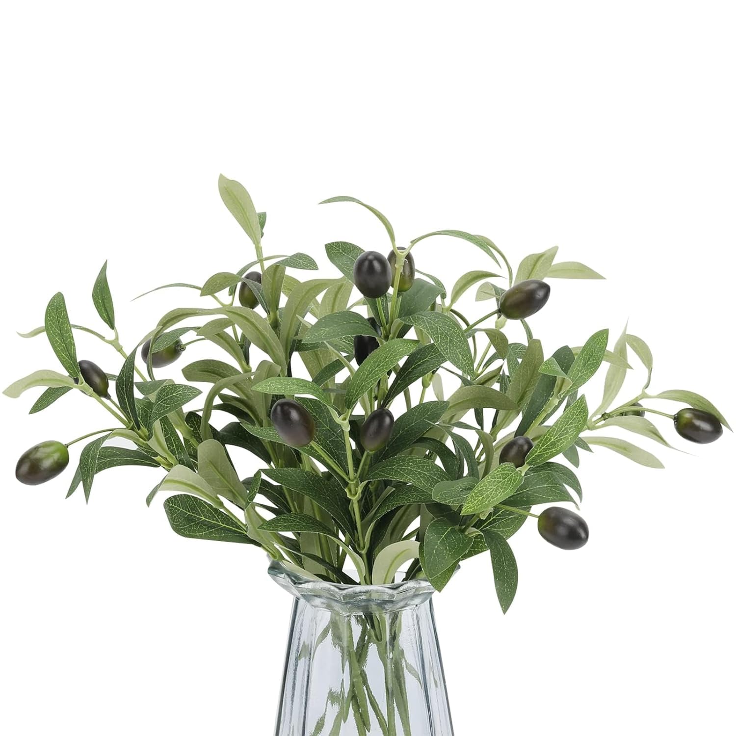 Erlandens Erlandens 10pcs Faux Olive Leaves Stems 10 Inch Tall Artificial Plants for Home Office Wedding Party Tabletop Decor