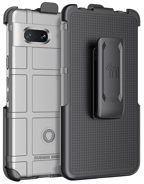 Nakedcellphone Rugged Clip Case for Google Pixel 7a - Nakedcellphone Special Ops Armor with Rotating Belt Clip - Storm Gray - View 2 of 11