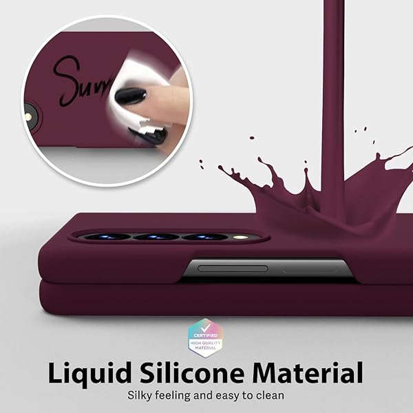 oakxco Oakxco Samsung Galaxy Z Fold 4 Case Liquid Silicone Cute Thin Slim Soft Rubber TPU Gel Cover for Women Burgundy Plum Wine - View 6 of 9
