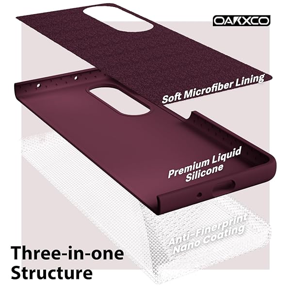 oakxco Oakxco Samsung Galaxy Z Fold 4 Case Liquid Silicone Cute Thin Slim Soft Rubber TPU Gel Cover for Women Burgundy Plum Wine - View 7 of 9