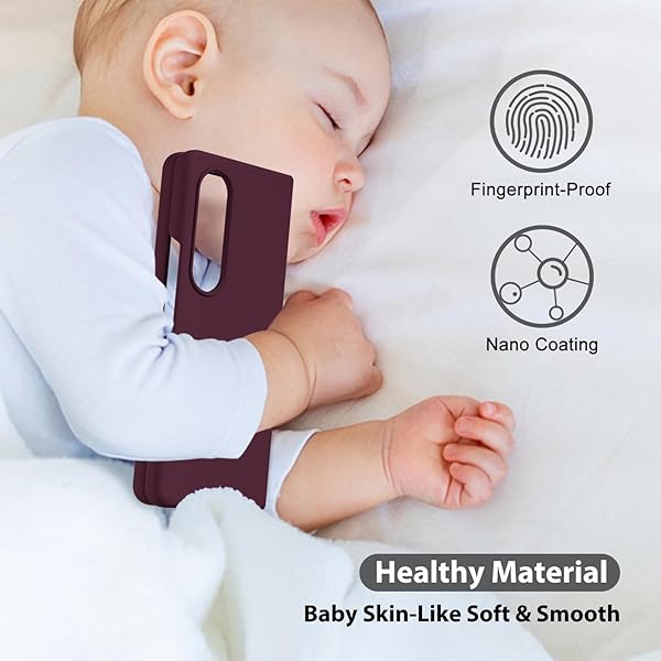 oakxco Oakxco Samsung Galaxy Z Fold 4 Case Liquid Silicone Cute Thin Slim Soft Rubber TPU Gel Cover for Women Burgundy Plum Wine - View 8 of 9