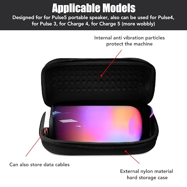 Goshyda Bluetooth Speaker Hard Travel Case Portable Carrying Case with Strap for Pulse 5 Pulse 4 Pulse 3 - View 5 of 11