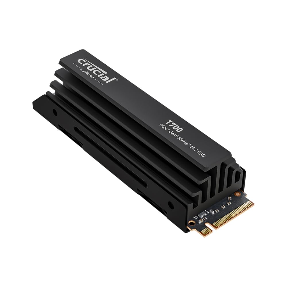 Crucial Crucial T700 1TB Gen5 NVMe M2 SSD with Heatsink Up to 11700 MBs DirectStorage Enabled for Gaming Photography Video Editing and Design