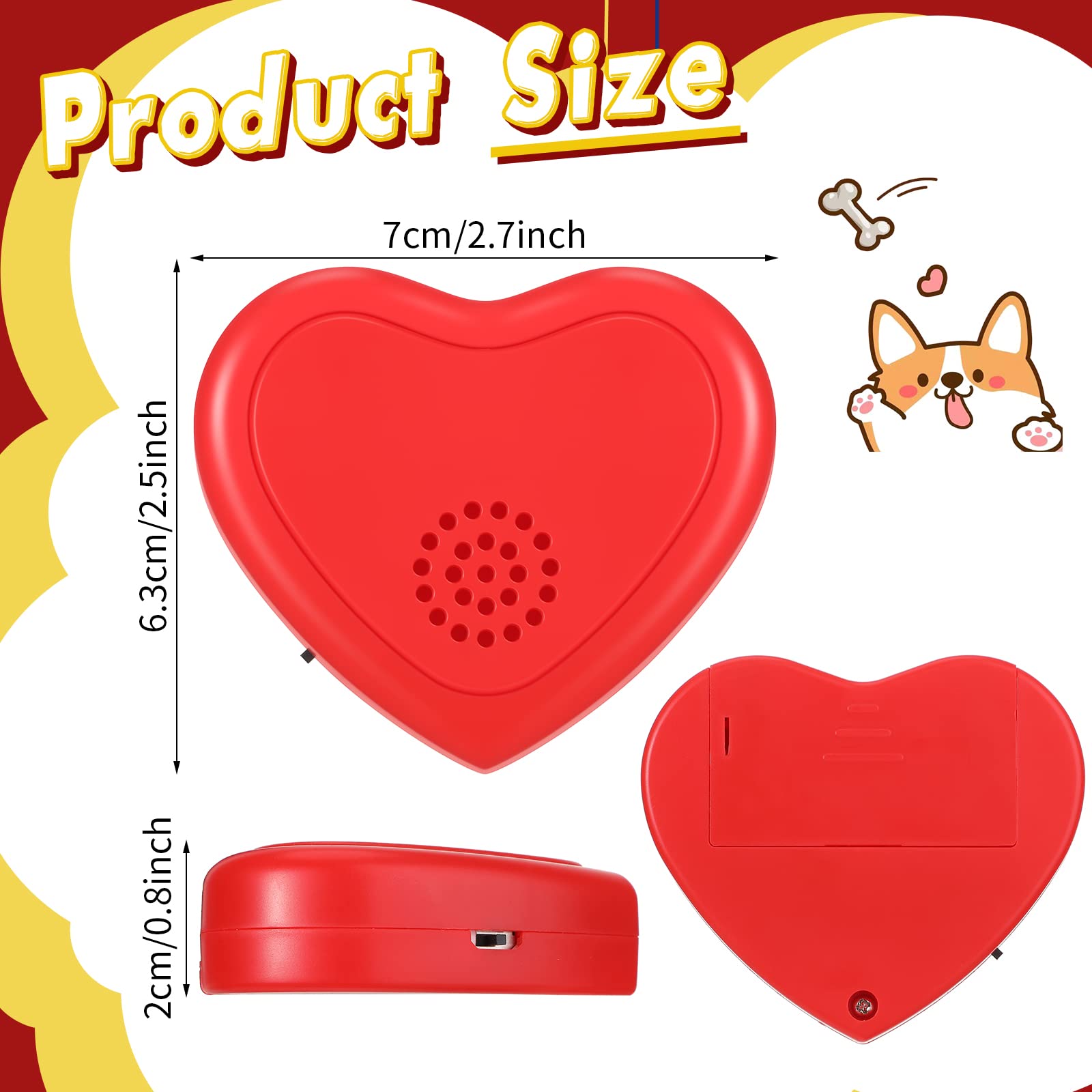 Wettarn Wettarn 4 Pcs Heartbeat Puppy Heart Shaped Replacement Soother for Dog Cat Anxiety Relief Sleep Aid Calming Red Puppy - View 2 of 7