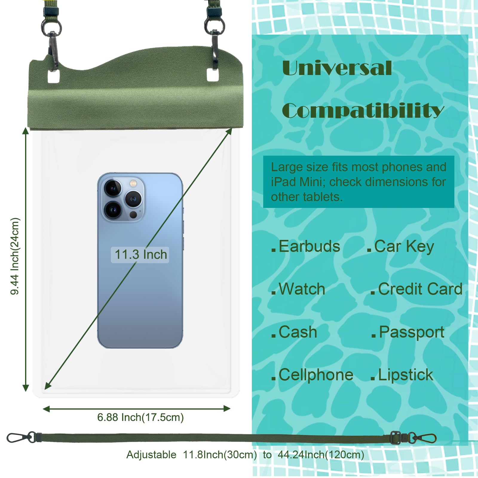 YUMQUA Large Watperproof Pouch 2 Pack [Up to 11.3"], IPX8 Waterproof Cell Phone Case Dry Bag Pouch Compatible with iPhone 14 13 12 Pro Max, Galaxy - View 2 of 6