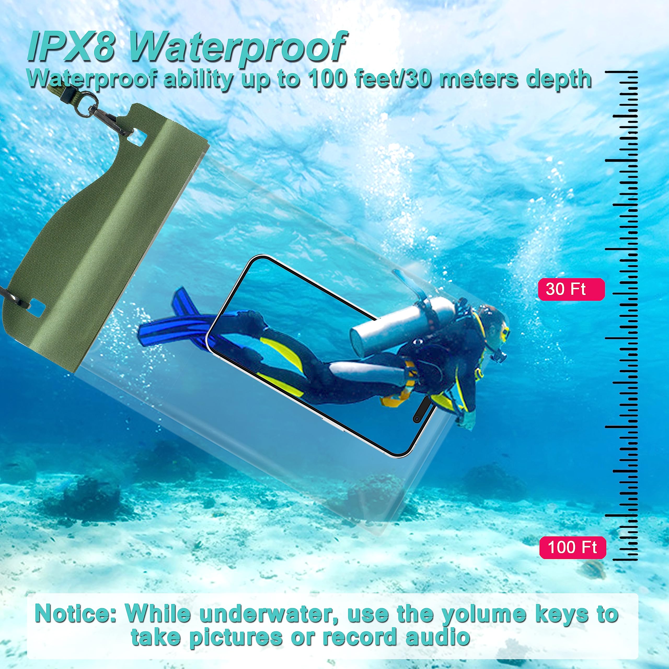 YUMQUA Large Watperproof Pouch 2 Pack [Up to 11.3"], IPX8 Waterproof Cell Phone Case Dry Bag Pouch Compatible with iPhone 14 13 12 Pro Max, Galaxy - View 3 of 6