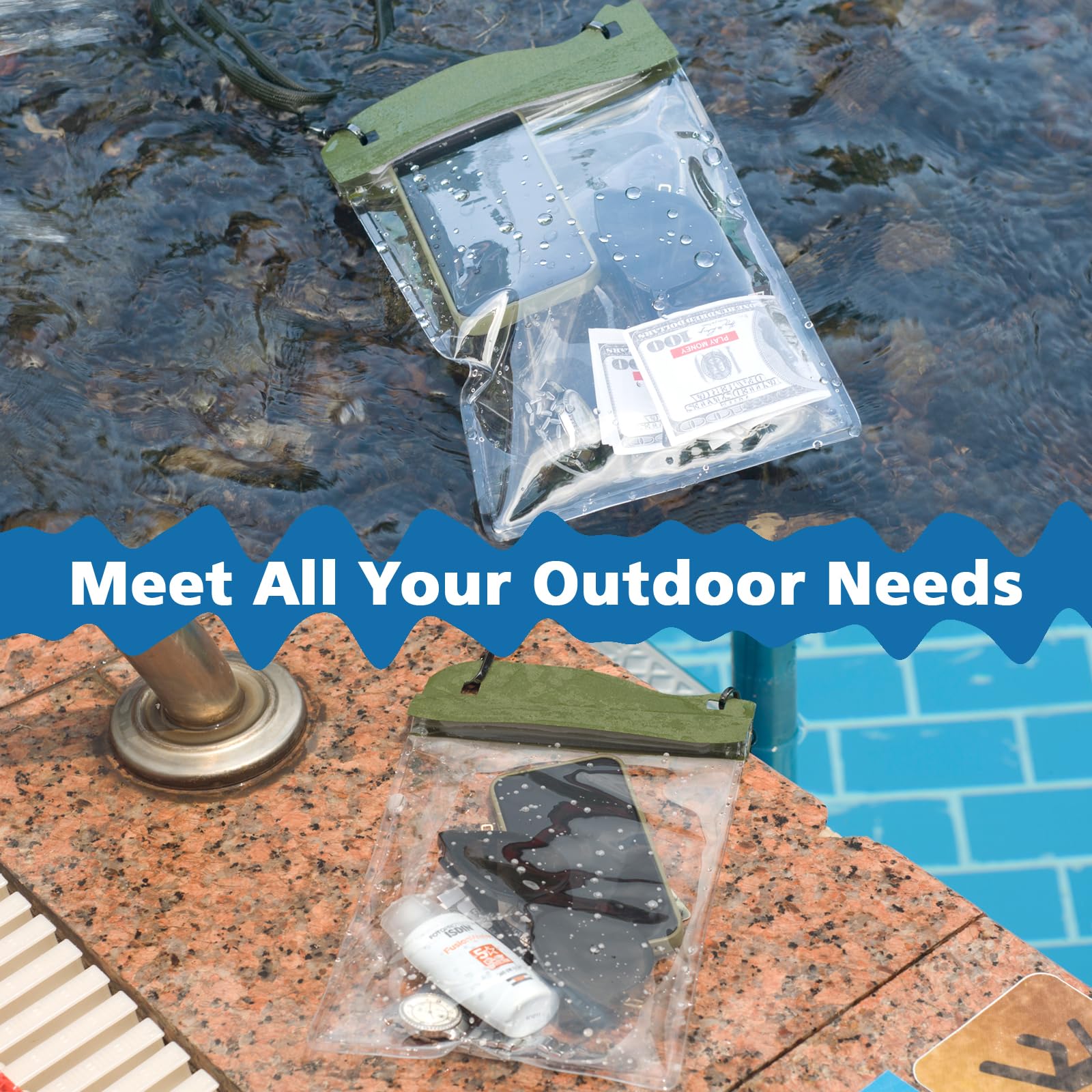 YUMQUA Large Watperproof Pouch 2 Pack [Up to 11.3"], IPX8 Waterproof Cell Phone Case Dry Bag Pouch Compatible with iPhone 14 13 12 Pro Max, Galaxy - View 5 of 6