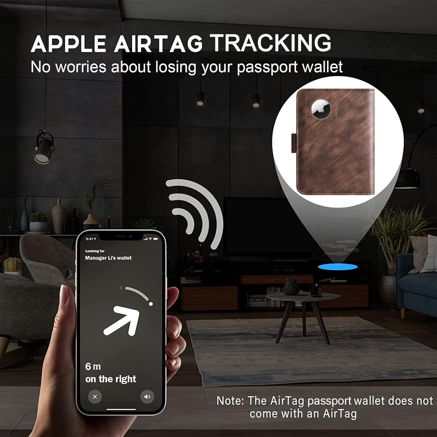 LOHASLIFE Airtag Passport Holder Cover Wallet Leather RFID Blocking Case Travel Accessories for Men Women Must Haves - View 4 of 9