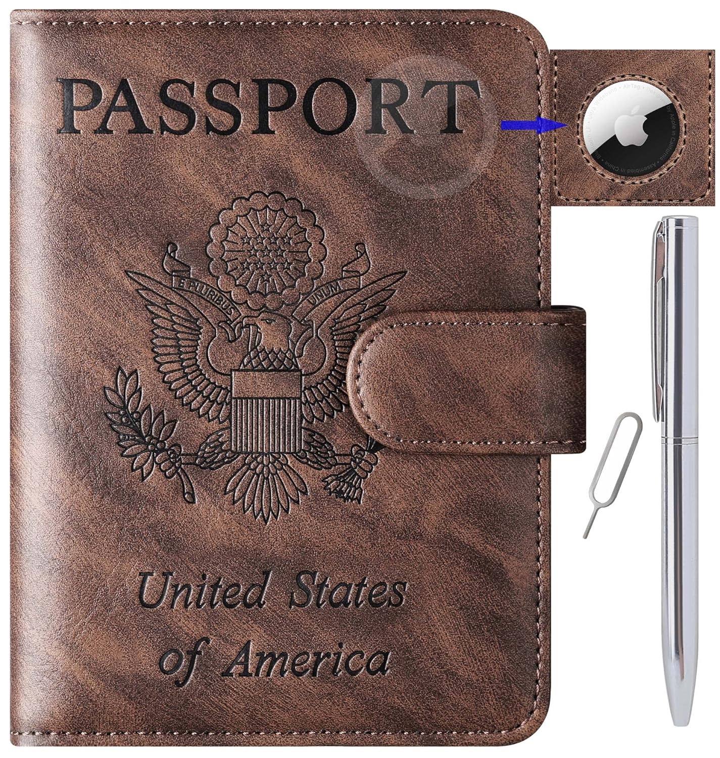 LOHASLIFE Airtag Passport Holder Cover Wallet Leather RFID Blocking Case Travel Accessories for Men Women Must Haves