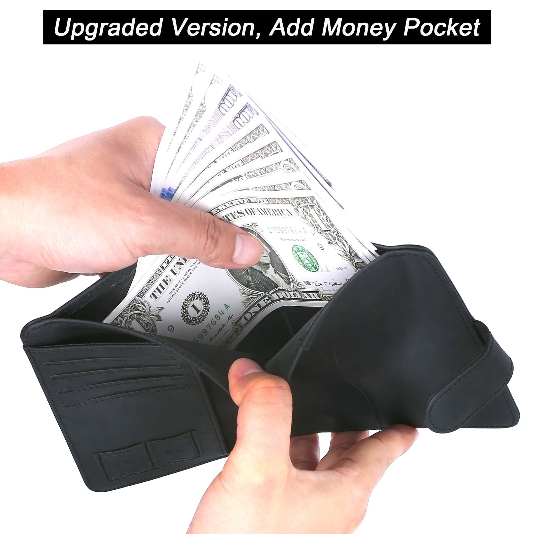 LOHASLIFE Airtag Passport Holder Cover Wallet Leather RFID Blocking Case Travel Accessories for Men and Women Black - View 5 of 9