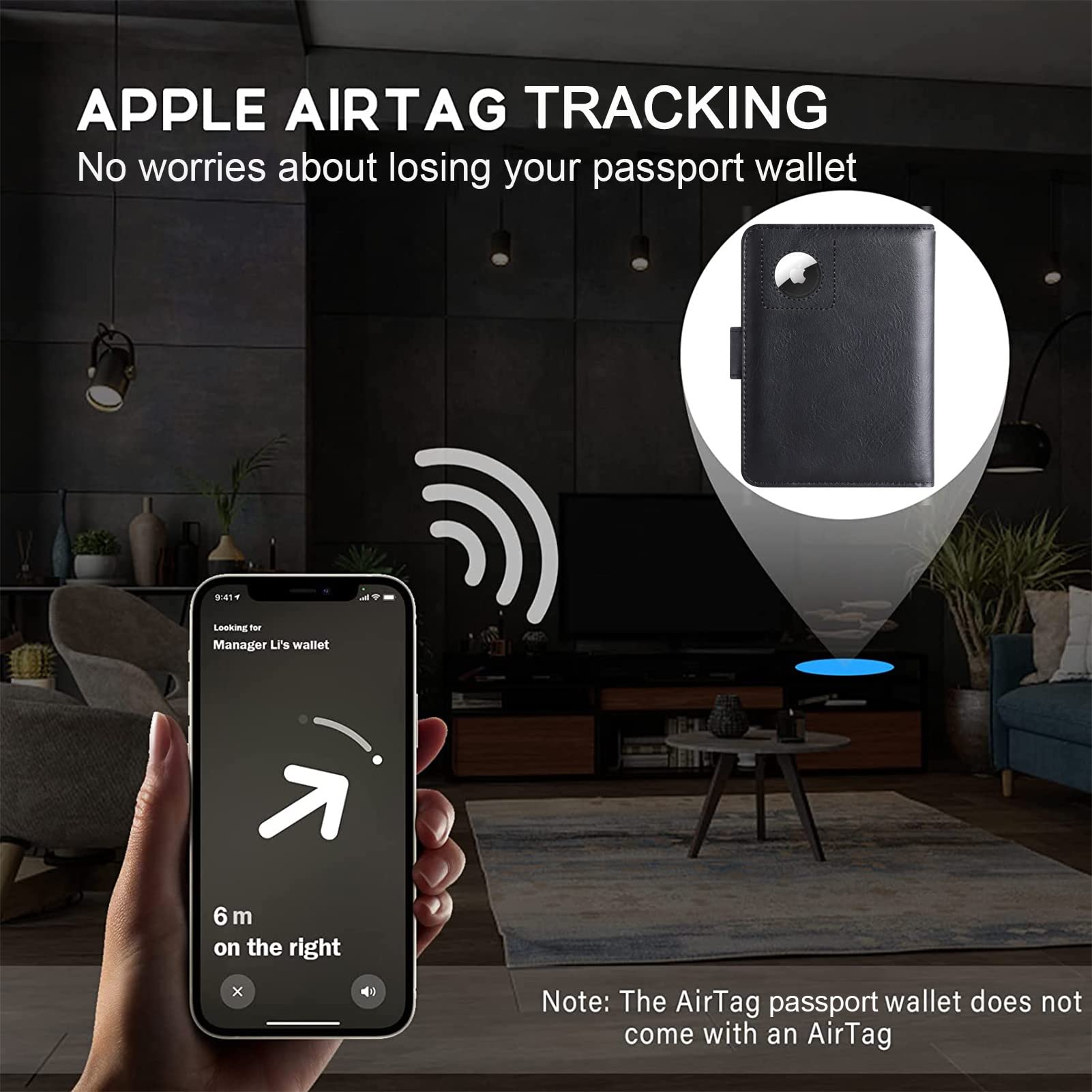 LOHASLIFE Airtag Passport Holder Cover Wallet Leather RFID Blocking Case Travel Accessories for Men and Women Black - View 9 of 9