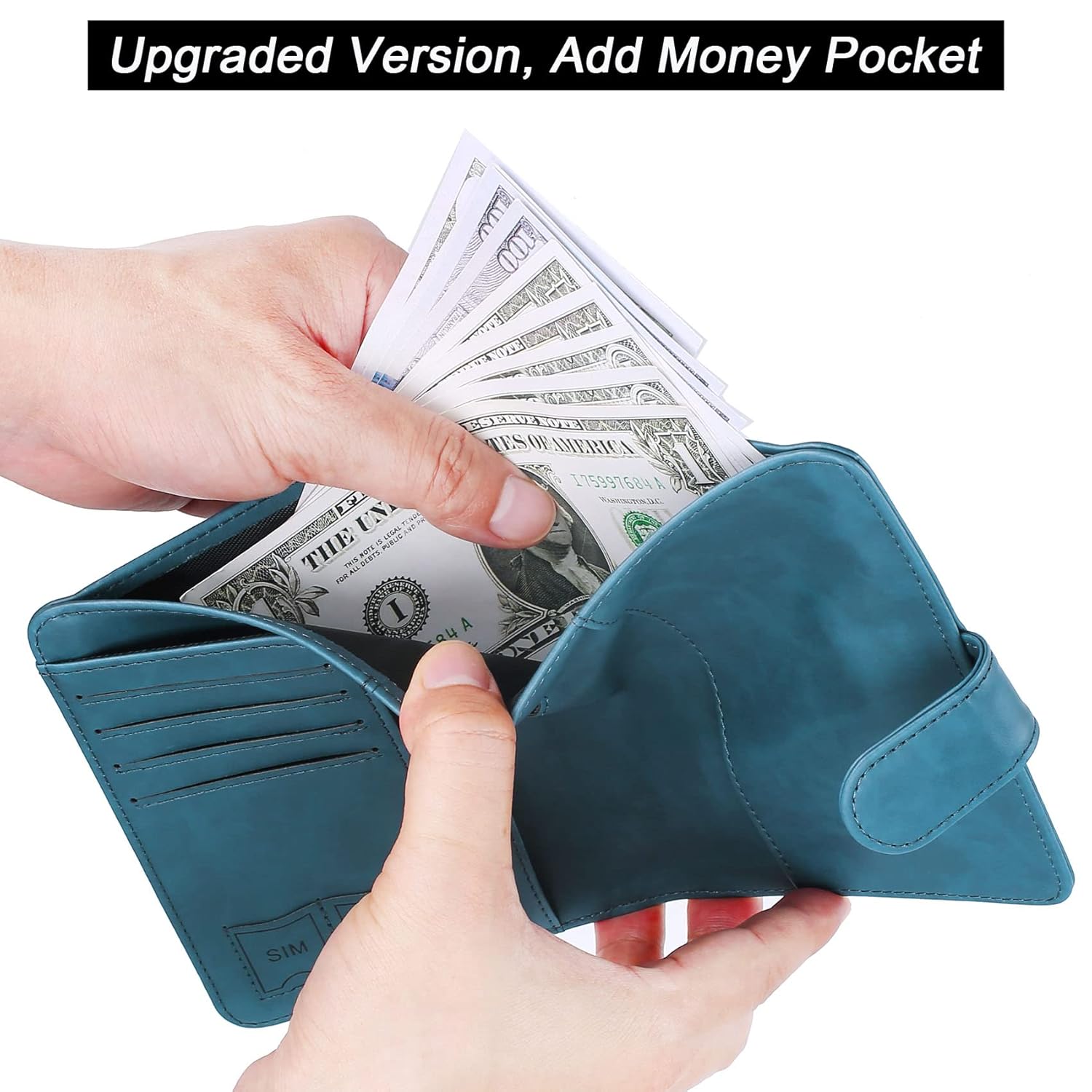 LOHASLIFE Airtag Passport Holder Cover Wallet Leather RFID Blocking Case Travel Accessories for Men Women Blue - View 5 of 9