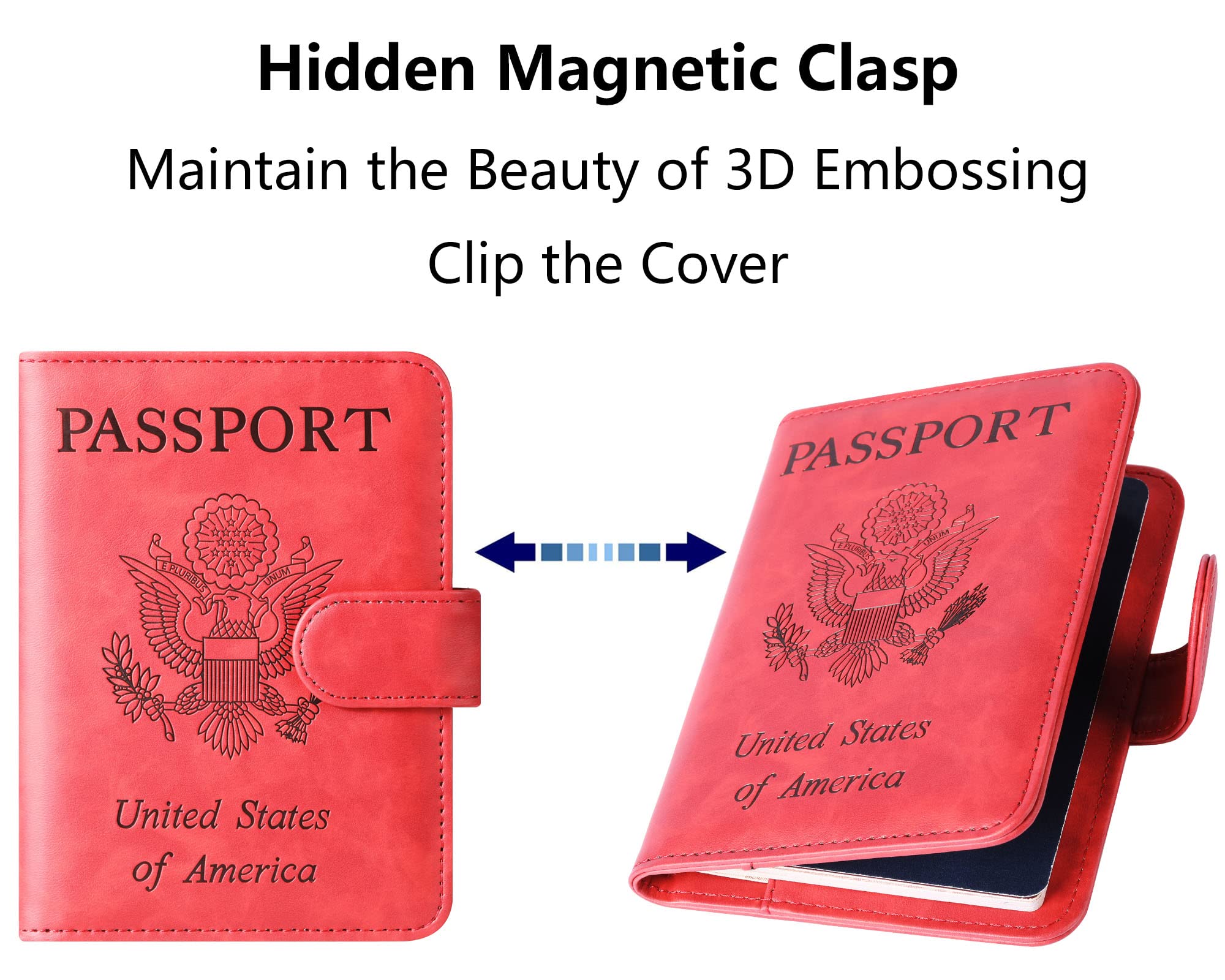 LOHASLIFE Airtag Passport Holder Cover Wallet Leather RFID Blocking Case Travel Accessories for Men Women Red - View 6 of 9