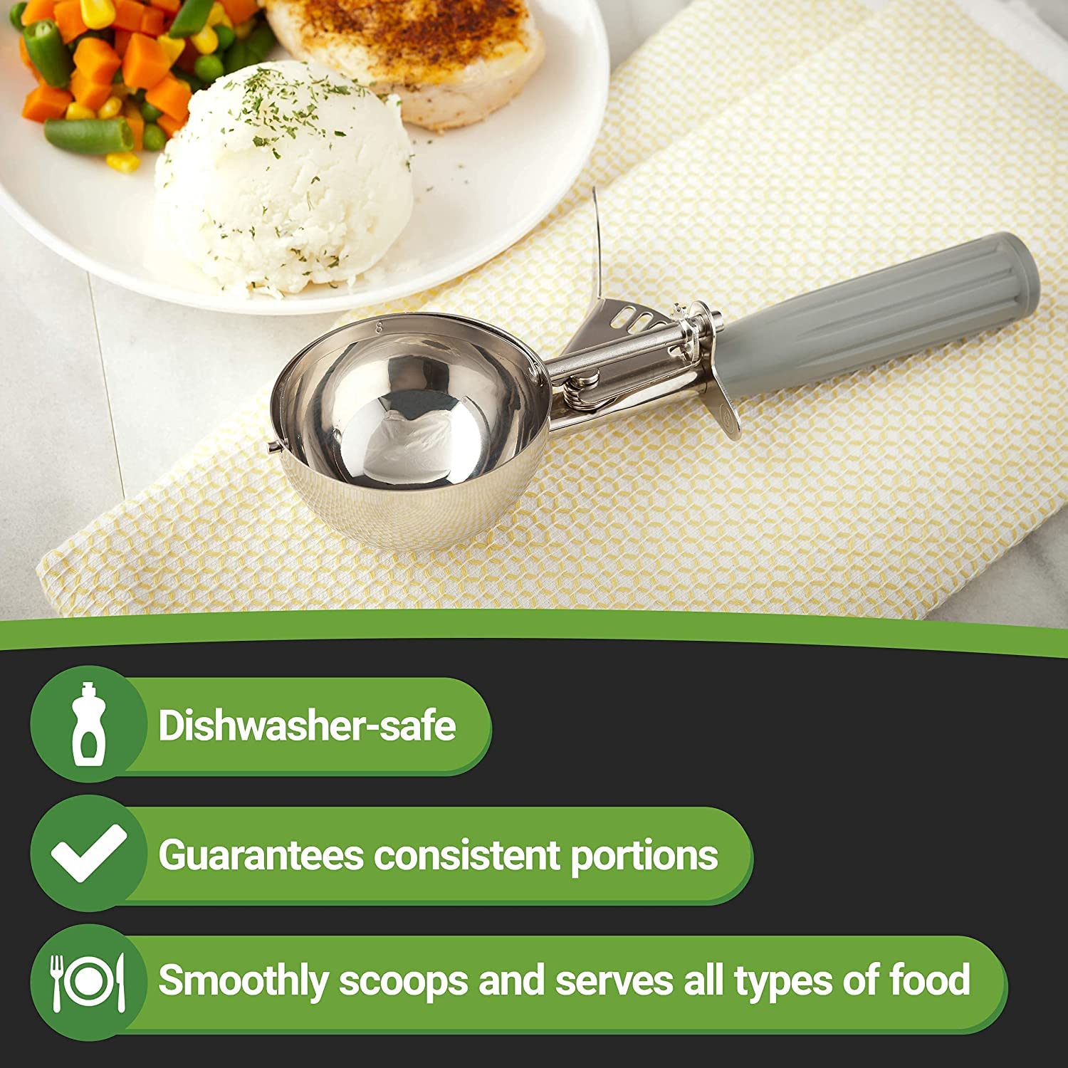 HSHQING 4 Oz Portion Scoop Ice Cream Disher Stainless Steel Cookie Scoop for Portion Control Baking Cupcake Batter and Cookie Dough - View 3 of 6