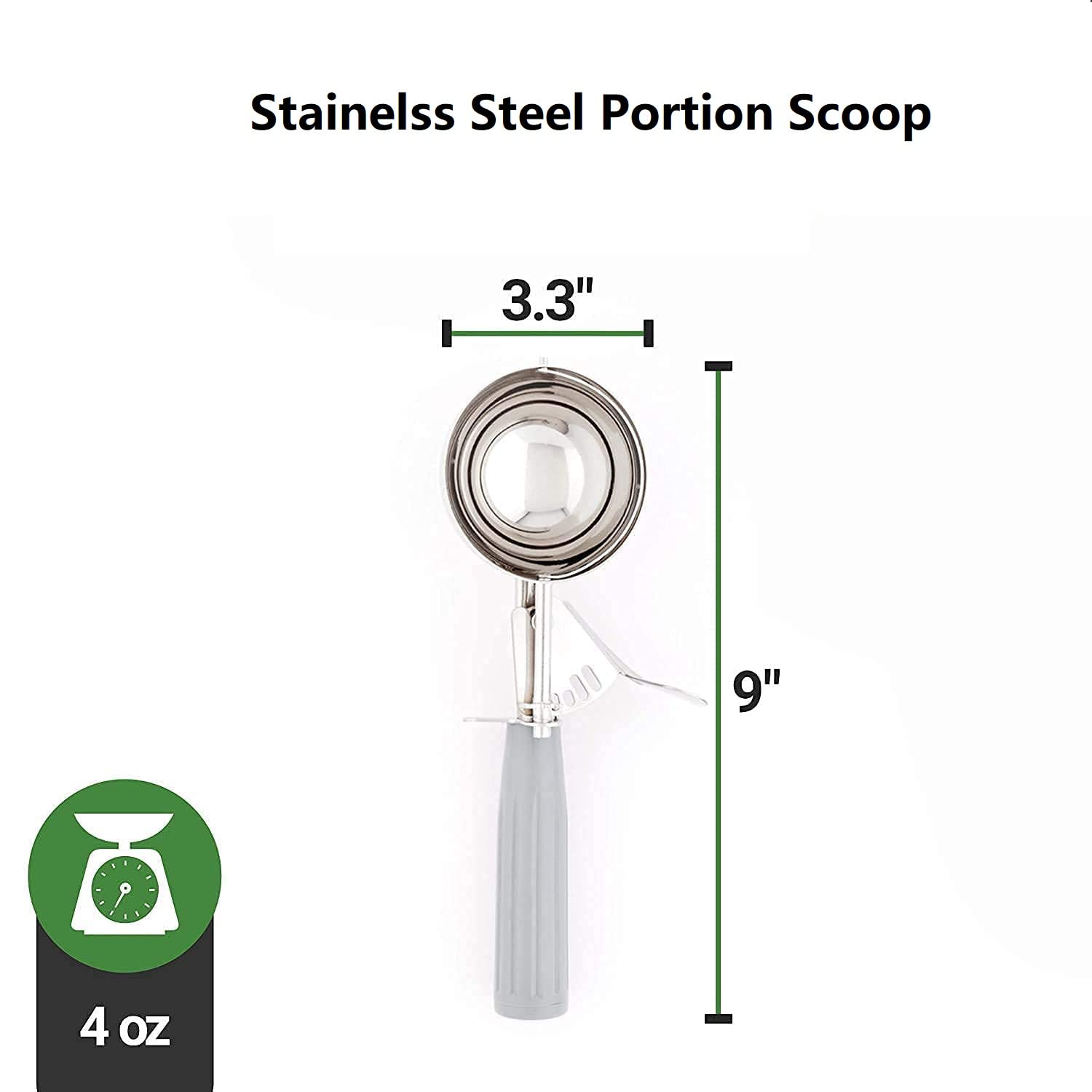 HSHQING 4 Oz Portion Scoop Ice Cream Disher Stainless Steel Cookie Scoop for Portion Control Baking Cupcake Batter and Cookie Dough - View 5 of 6